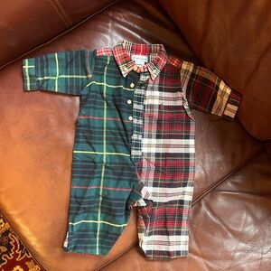 Ralph Lauren Christmas plaid romper 6M